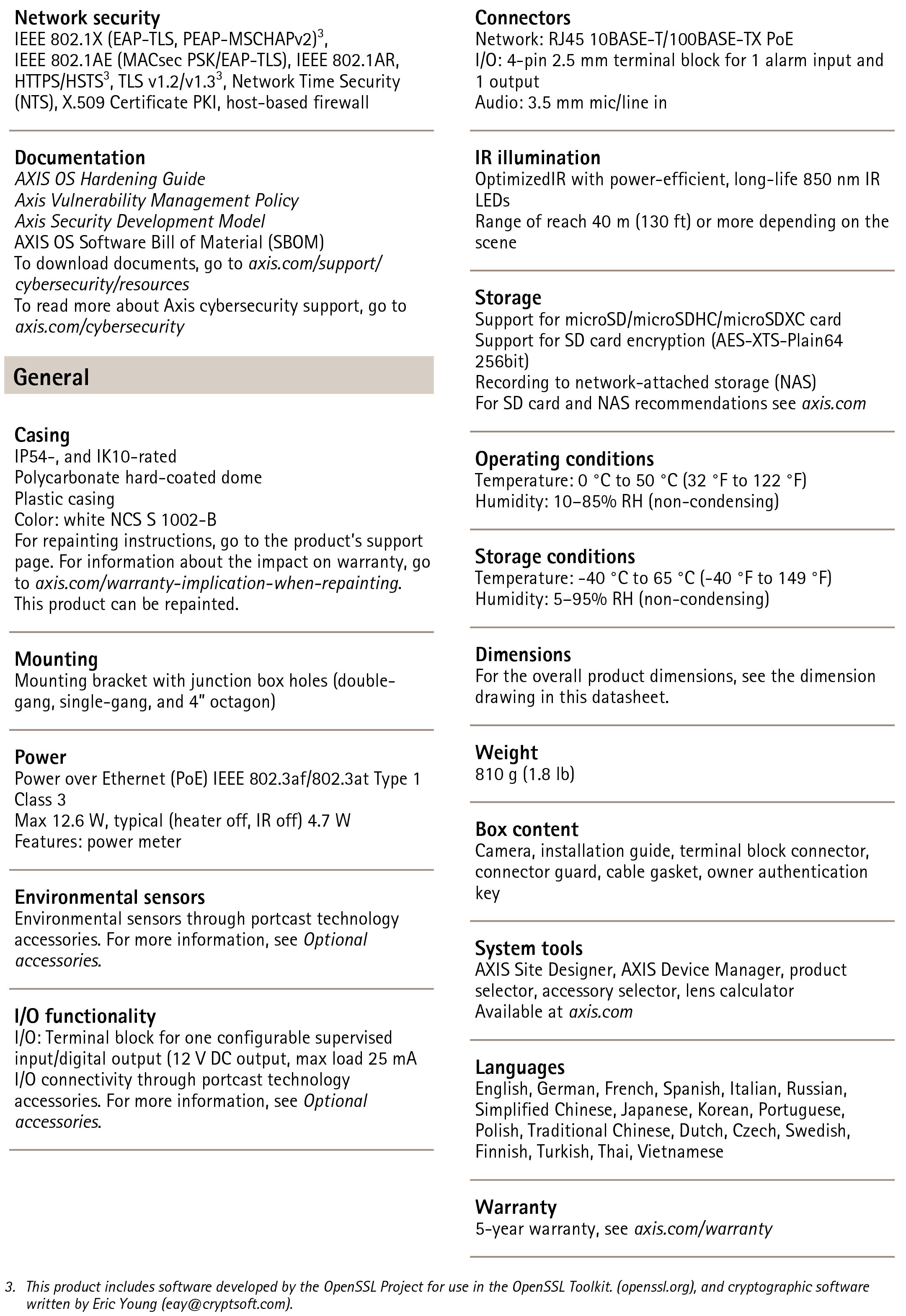 AXIS P3277-LV Dome Video Camera