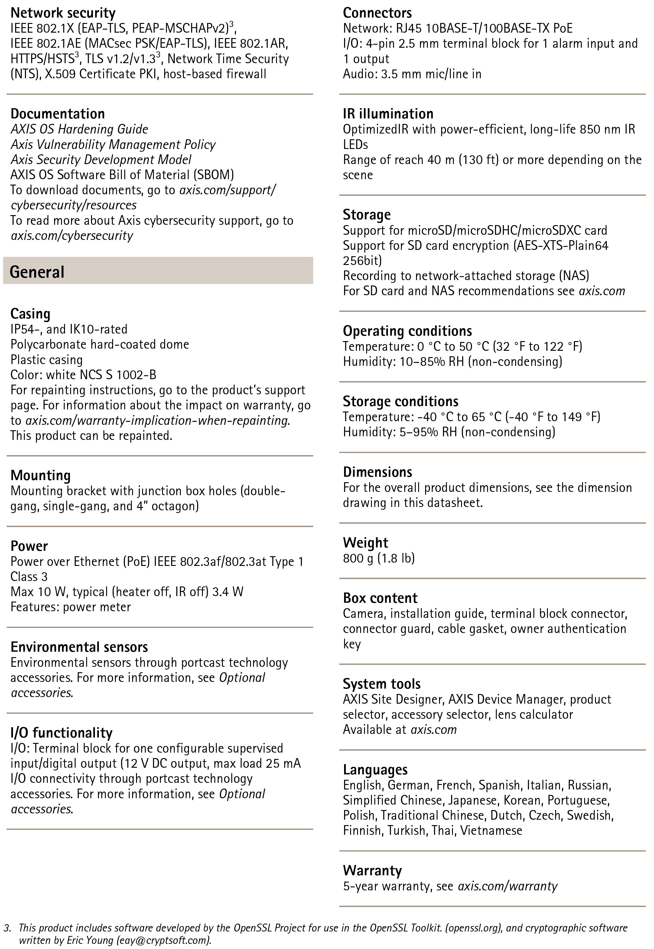 AXIS P3275-LV Dome Video Camera