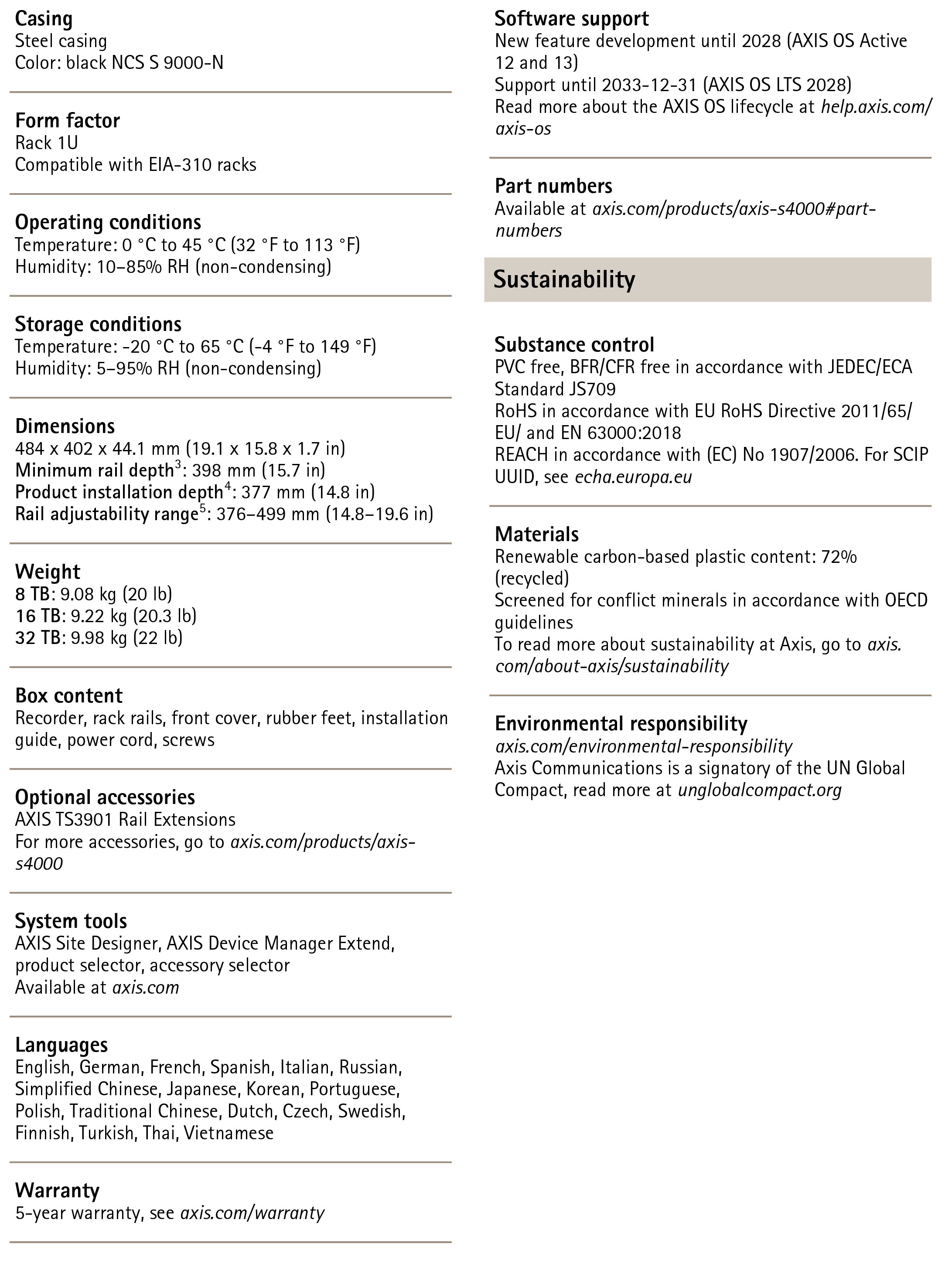 AXIS S4000 Video Recorder